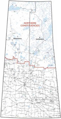 Ligne de d&eacute;marcation du district administratif du Nord de la Saskatchewan